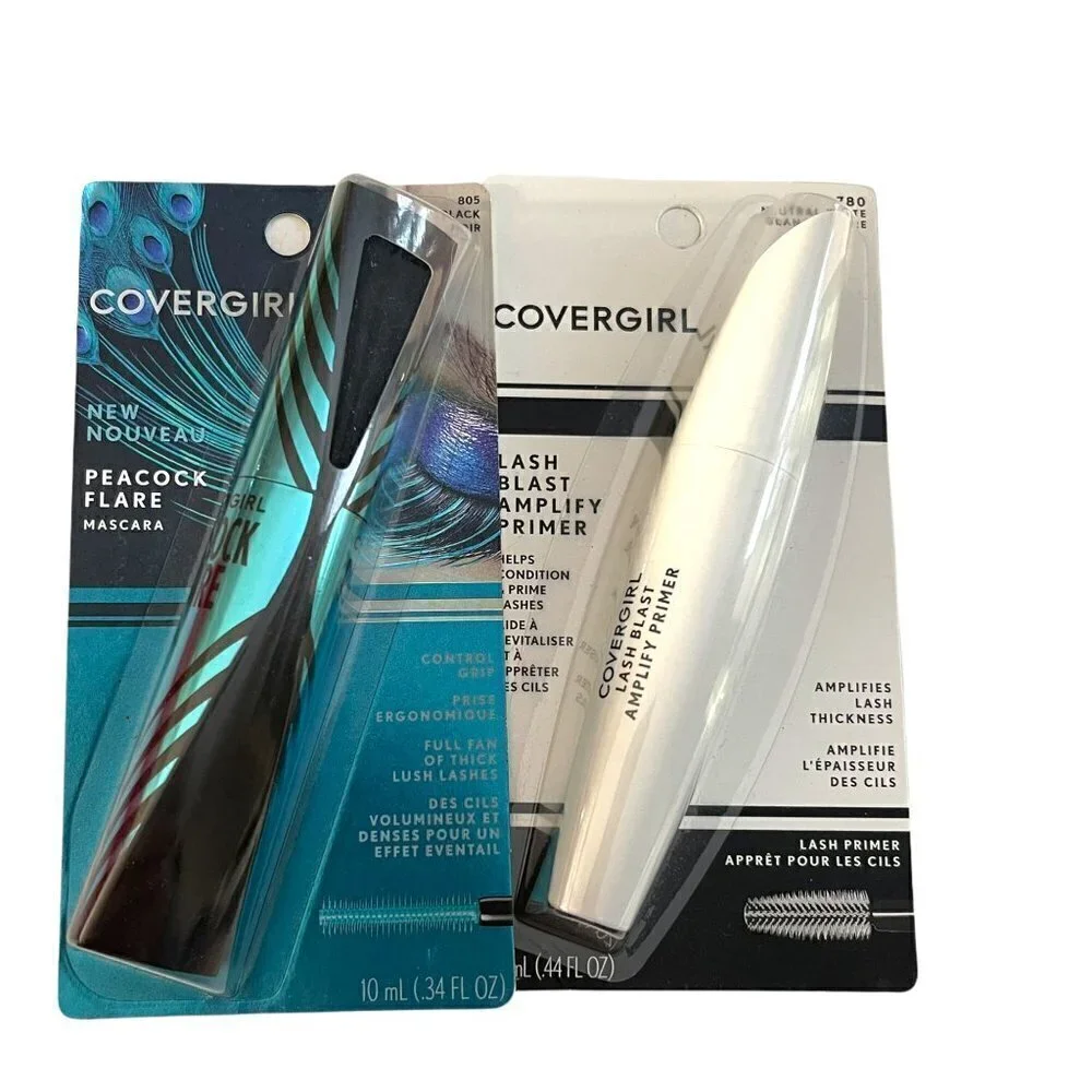Covergirl New Peacock Black Flare & Lash Blast Amplify Primer Mascara Bundle